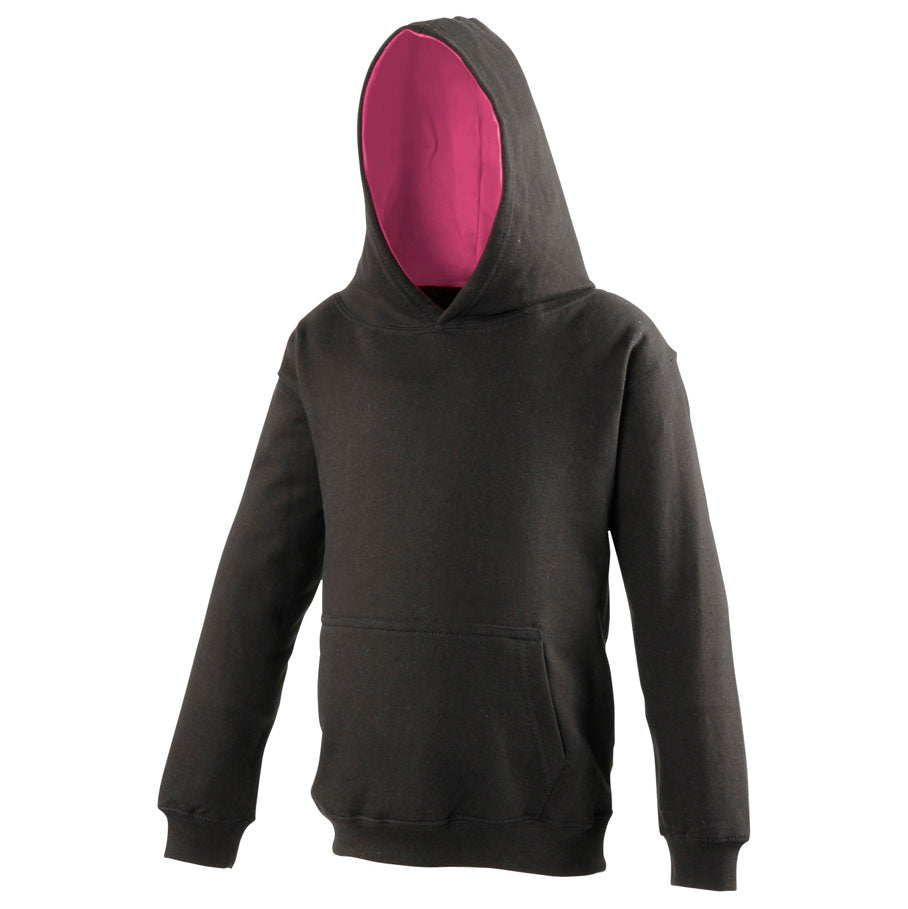 Just Hoods Kids - Jet Black & Hot Pink Hoodie