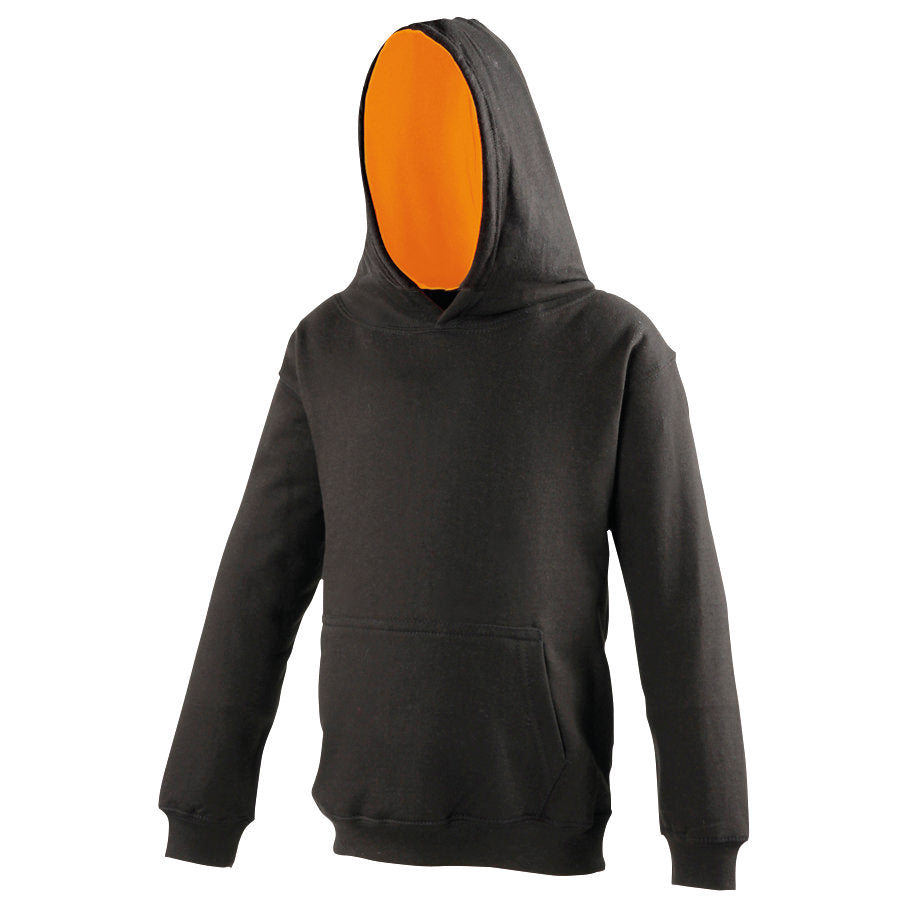 Just Hoods Kids - Jet Black & Orange Hoodie